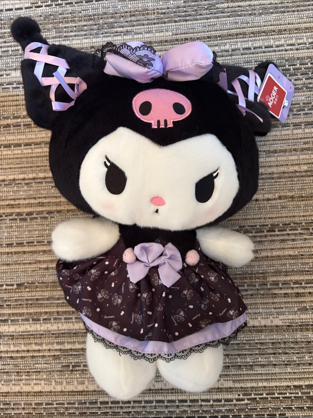 Sanrio Kuromi Plush with Light Purple Ribbon Accents